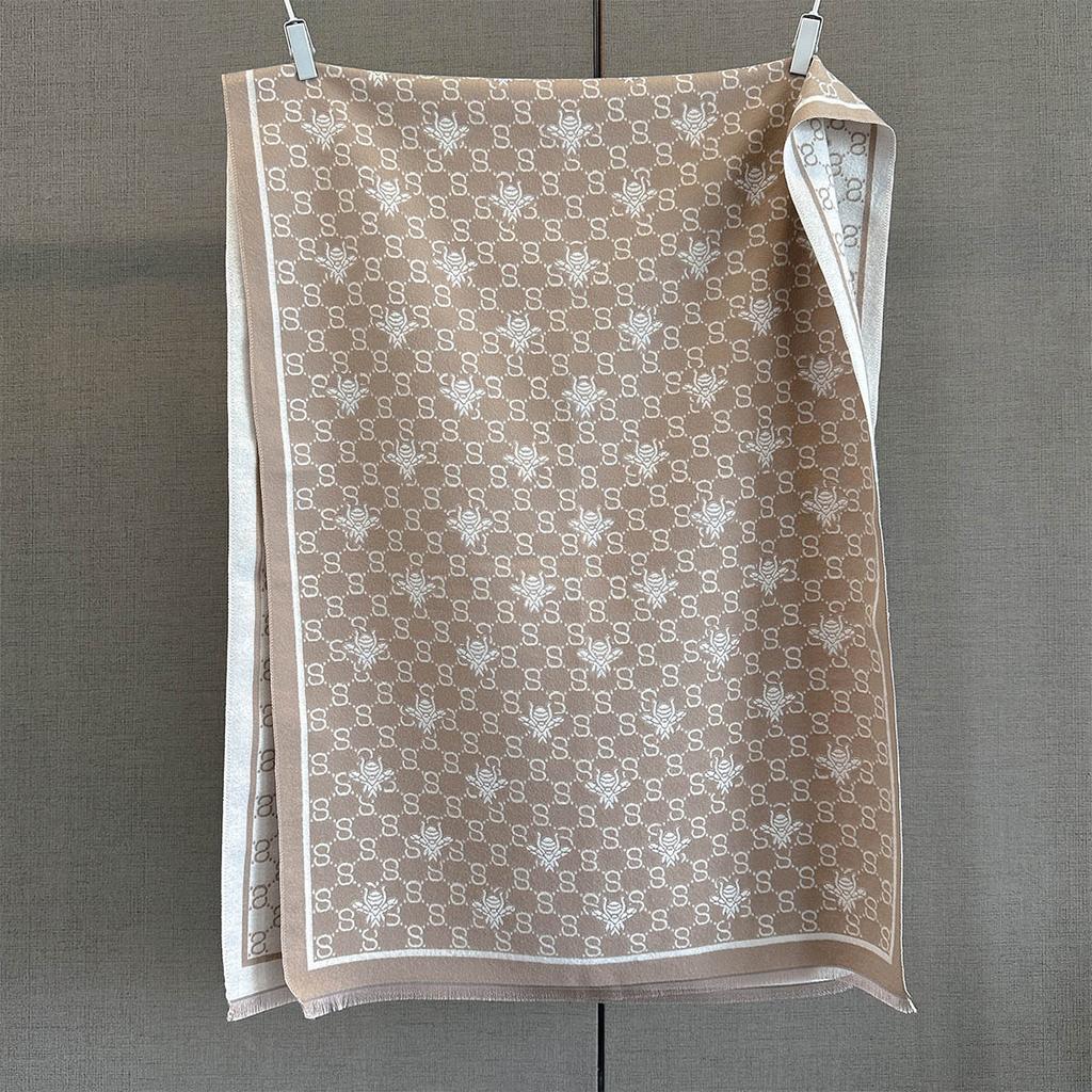 Autumn New Temperament Imitation Cashmere Bee Jacquard Scarf Women's Thickened Warm Long Trendy Scarf