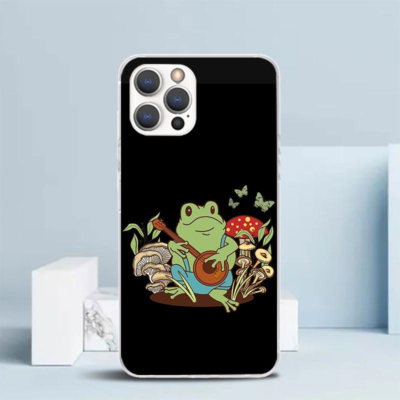 Cottagecore Frog Mushroom Kawaii Phone Case For IPhone 16 17 Air 16E 15 14 Plus 13 Mini 12 11 Pro Max 7 8 + SE 2020 Soft TPU Bac