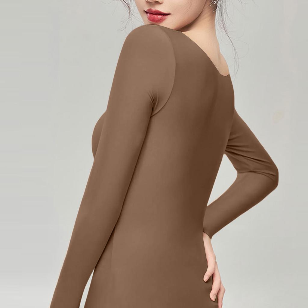 Women's Solid Color Seamless Long Sleeved Thermal Underwear Top