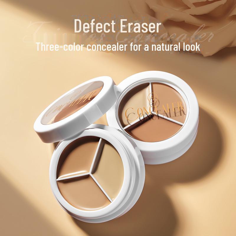 Hanlun Meiyu Silky Triple Tone Concealer for Acne, Dark Circles, Spots - Moisturizing, Long-lasting Repair Cream