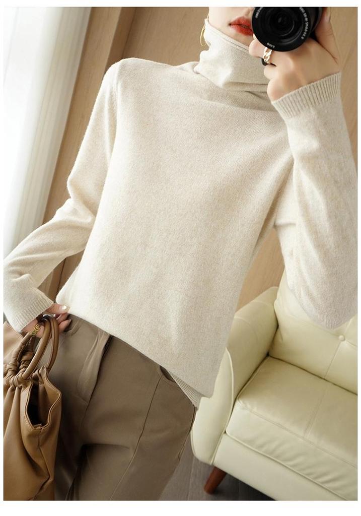 2024 Autumn/Winter Women's High Neck Pure Wool Sweater: Slimming, Warm, Versatile, and Stylish Pullover