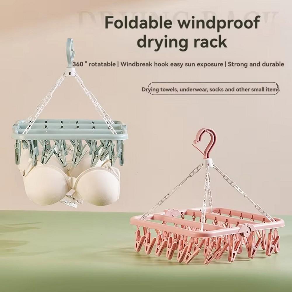 Wäschetrockner mit 32 Klammern und tropffestem, faltbarem Hängeregal