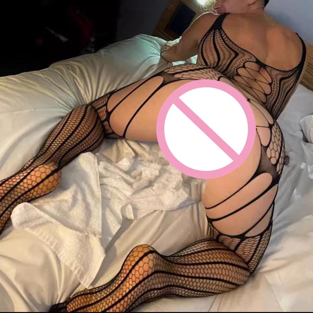 Mens Crotchless Full Bodysuit Black Beige See Through Sexy Bodystocking Lingerie Stretchy Glossy Tights Male Costume