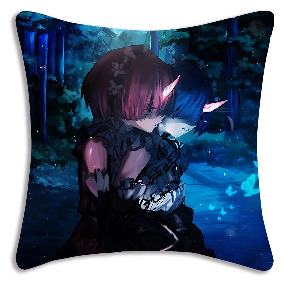 Re:Life Different World Zero Rem Pillow Covers Cartoon Sofa Decorative Home Double-Sided Printing Short Plush Cute Cushion Cover
