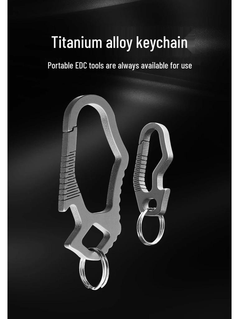 Titanium Mini Keychain Buckle with Elastic Hook Flashlight for Men's Waist