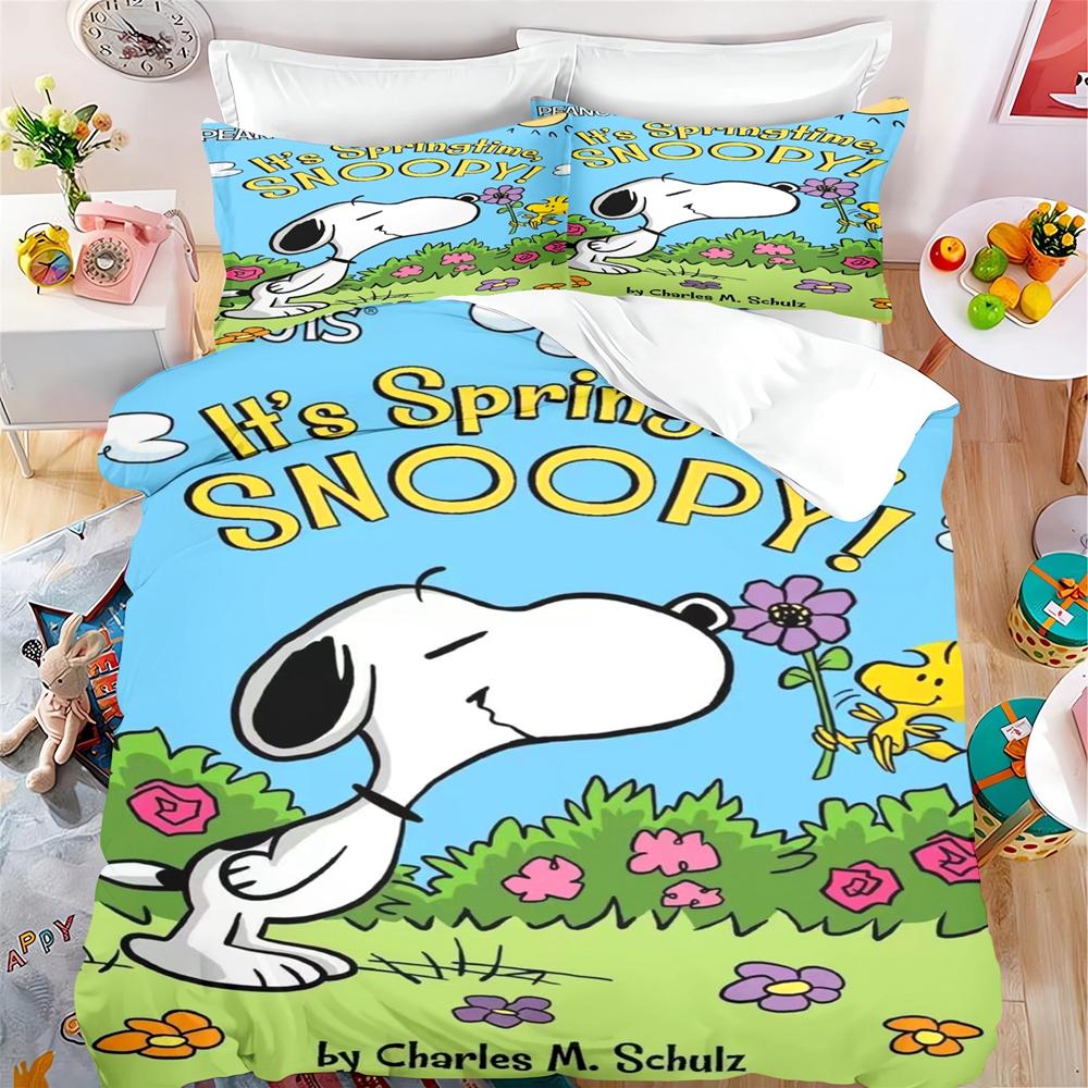 Happy Little Dog Duvet Cover Snoopy Set For Children Cartoon Anime Comforter King Size Bedding Queen And Twin,3D Printed Quilt