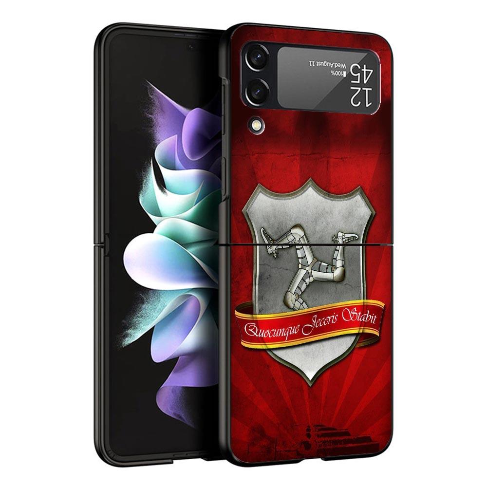 Isle of Man Coat of Arms Case For Samsung Galaxy Z Flip 7 6 5 4 3 z Flip7 Flip6 Flip5 Flip4 5G Phone Cover Flip3 Folding Coque