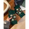 Warm Gloves for Women In Winter Wool Knitted Color Blocking Diamond Lattice Cold-proof Plus Velvet Five Finger Student Riding Touch Screen
