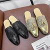 Fashion 2024 New Luxury Designer Men's Casual Bling Leather Loafers Italian for Men Half Shoes Mules Male Black Slides Business Slippers