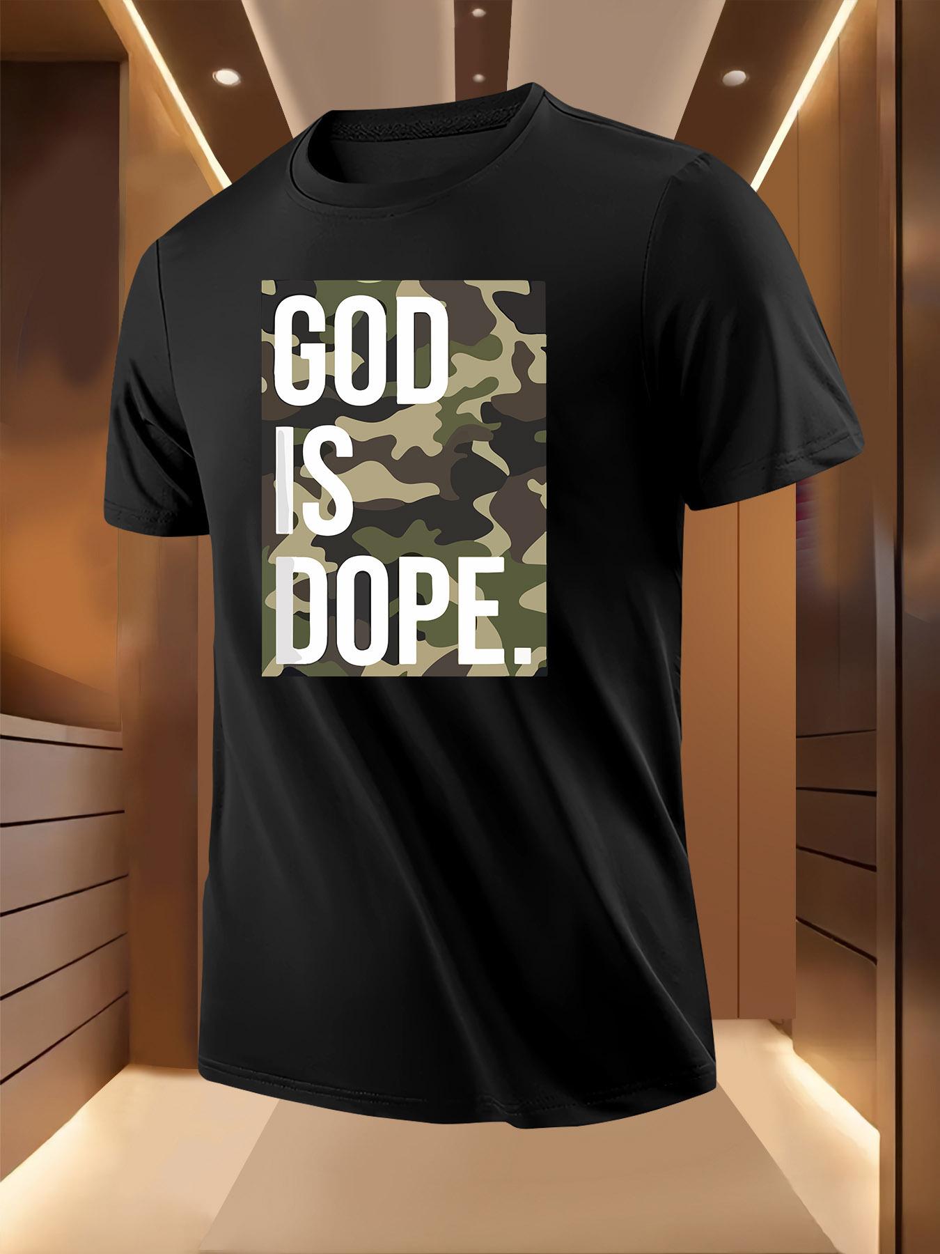 Camo Print Tshirt - God Is Dope Bold Statement XXXXL