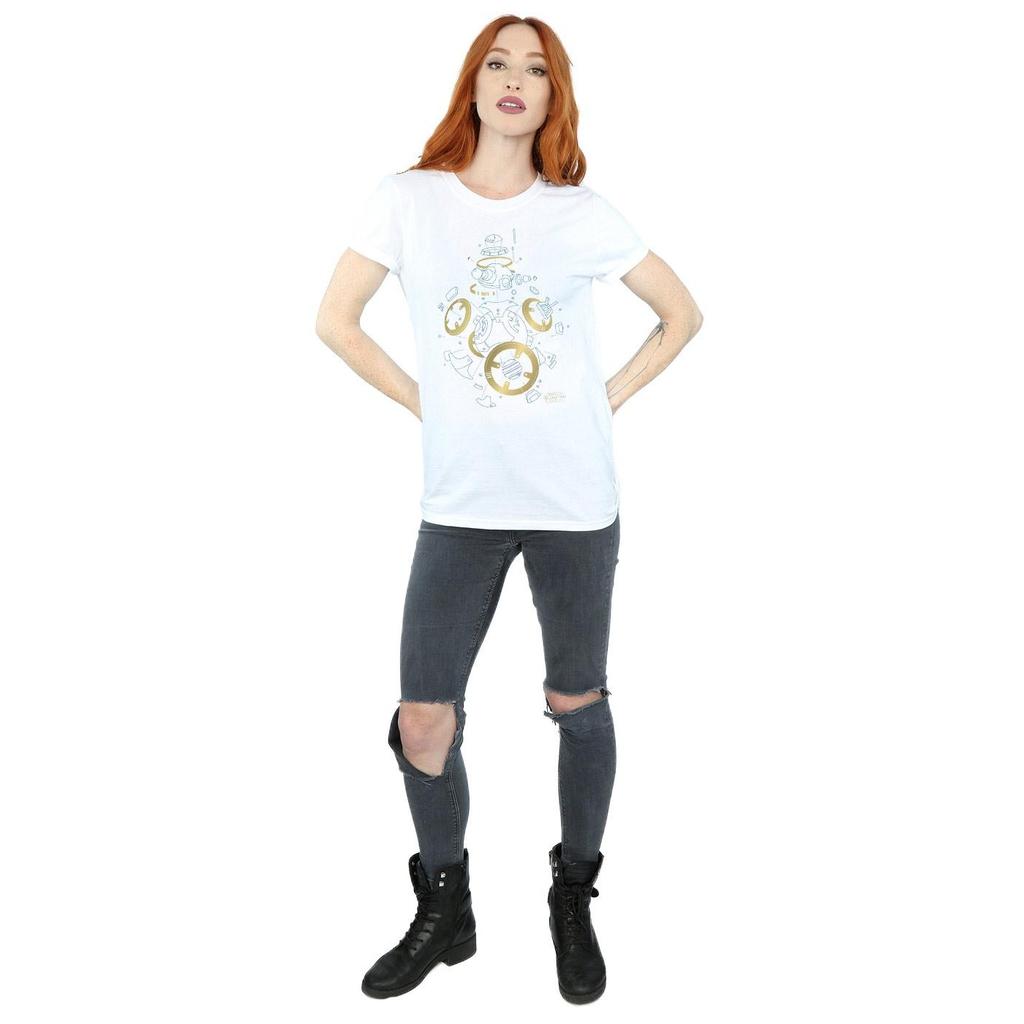 Star Wars Womens/Ladies The Last Jedi BB-8 Deconstructed Cotton Boyfriend T-Shirt