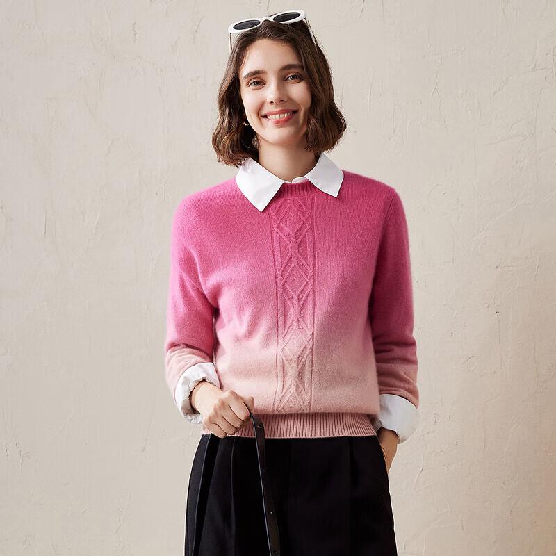 KEMENBOKA Women's Dip-Dye Pure Cashmere Asymmetrical Knit Sweater