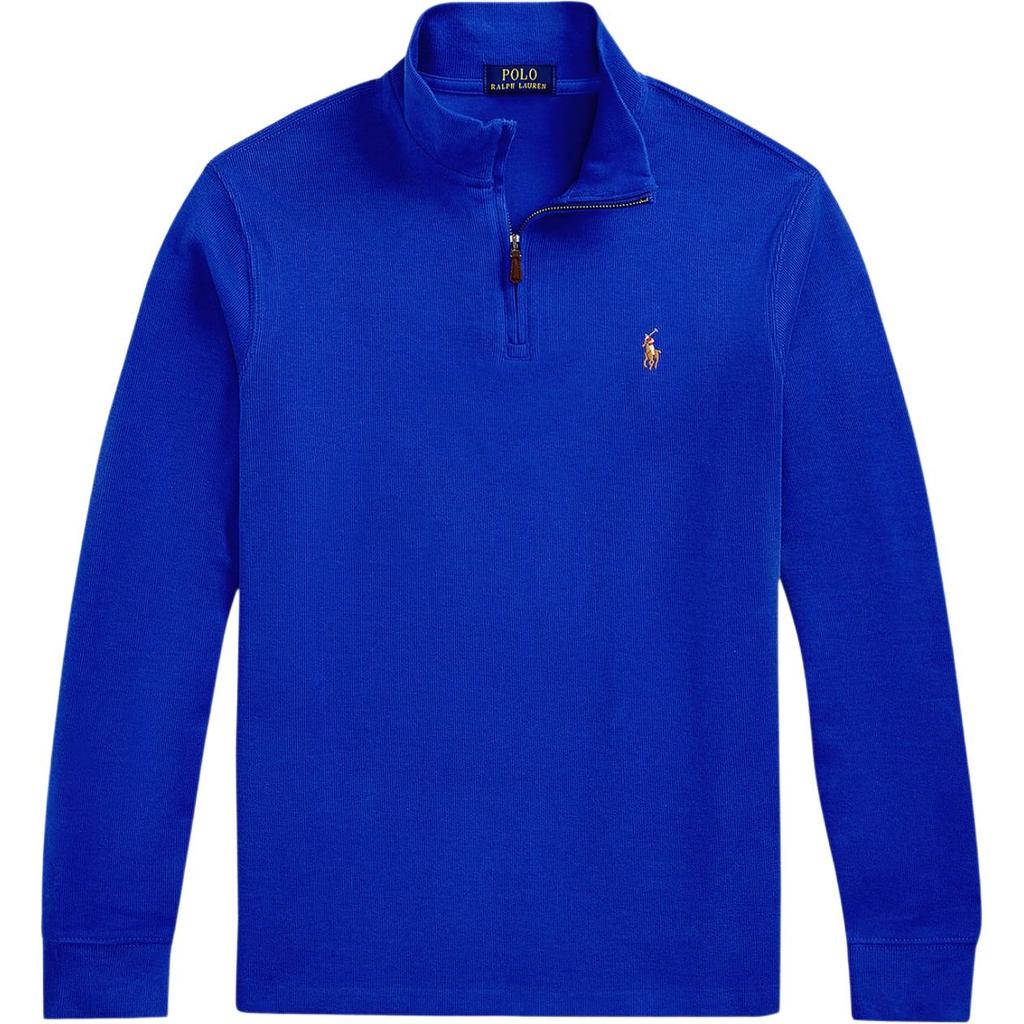 Polo Ralph Lauren Solid Color Small Pony Logo Half Zip Long Sleeve Polo Shirt Men tops Blue 710671929-067