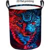 1pc Neon Leopard Print Foldable Laundry Basket with Handle - Collapsible Portable Hamper Suitable for Bathroom, Bedroom, Dorm Storage, Space-Saving, F