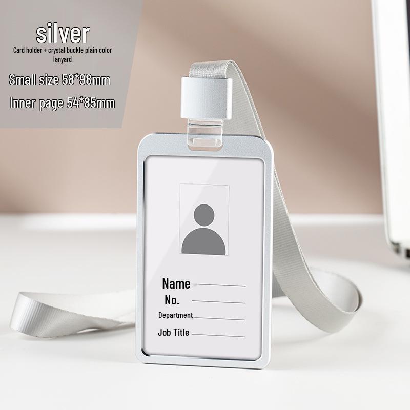 Aluminum Alloy ID Card Holder with Crystal Buckle Lanyard for Employees and Students