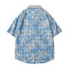 Summer Pure Cotton Couple Plaid Shirt Casual Short Sleeved Versatile Loose Half Sleeved Shirt
