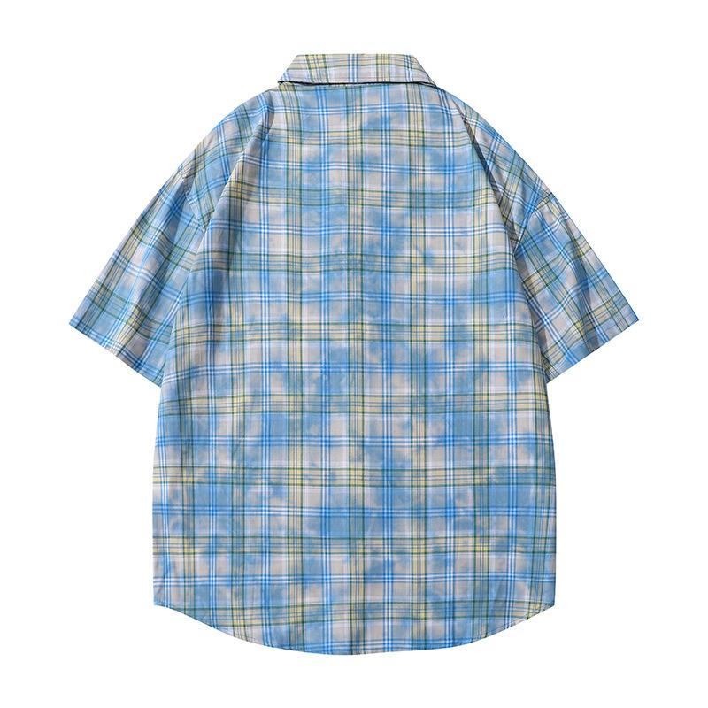 Summer Pure Cotton Couple Plaid Shirt Casual Short Sleeved Versatile Loose Half Sleeved Shirt