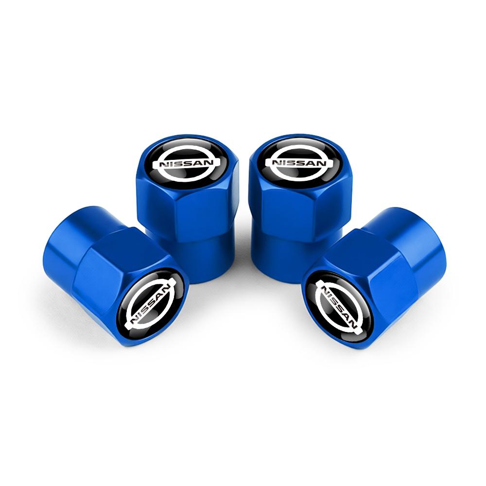 ATY1 Nissan Logo Car Wheel Tire Valve Caps Aluminum Dustproof Tyre Air Stem Covers For Nismo X-Trail Qashqai Teana Note Leaf Almera