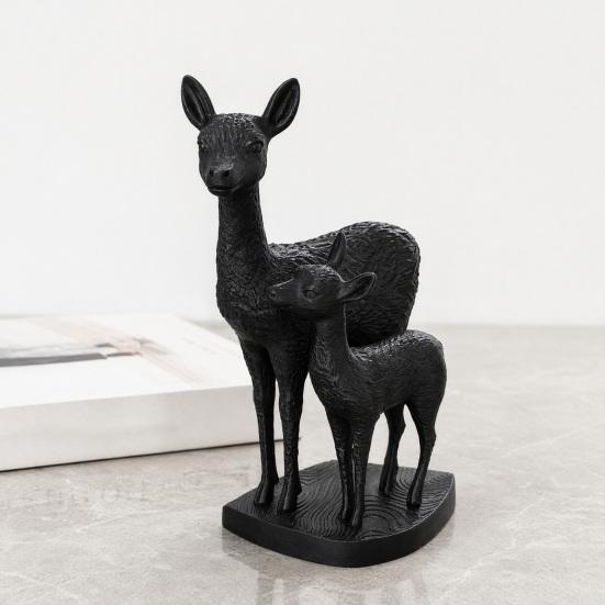 Nordic Style Ornament Mom And Child Deer Statue, 3D Printed Deers Ornament, Modern Soft Family Vibe Black Figurine, Tabletop Decoration for