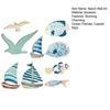 9 Pcs Beach Wooden Wall Decor Coastal Ocean Style Wall Art Rustic Fish Seagull Sailboat Hanging Sculpture for Lake House Home Bedroom