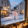 Living Room Glass Decor Christmas Ballet Girl Static Window Clings, Removable Xmas Decals, Winter Indoor Outdoor Art Ballerina Elf Stickers