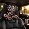 Car Headrest Covers 2Pcs Cute Calf with Pink Flowers, Breathable Auto Decoration for Girls Seat Protectors, Stretchy Universal Interior Accessories