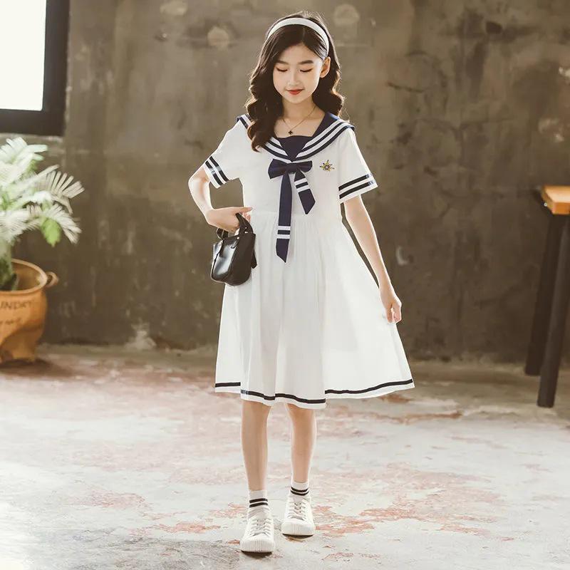Girls' Summer Fashion Navy Style Princess Dress