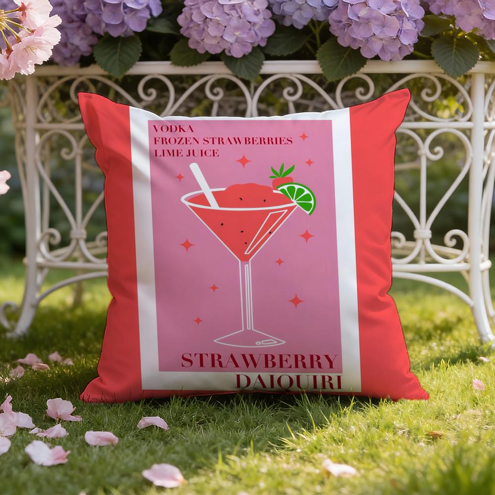 D-Daiquiri Cocktail Cushion Cover Home & Car Dual-Scene Pillow Cover: Reversible for Premium Comfort