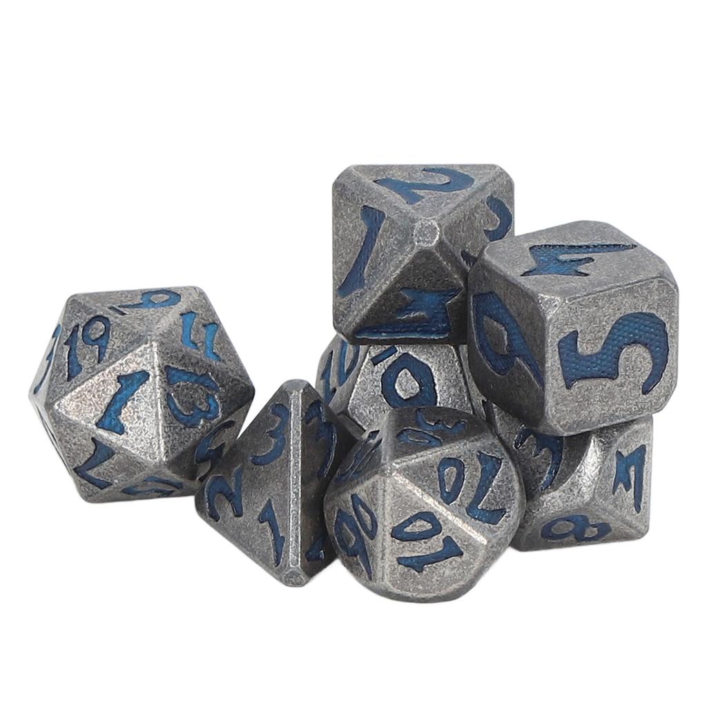 7 Stück Polyedrische Würfel Feiertagsparty Tabletop-Rollenspiel Leuchtende Metallwürfel für Männer Frauen