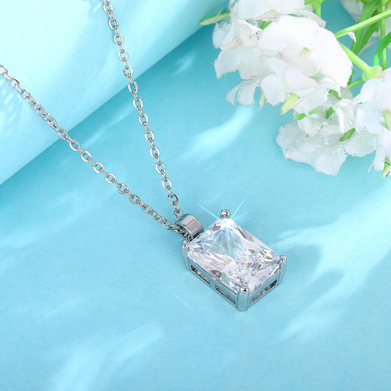 2026 Micro-set Square Diamond Necklace for Women, Creative Personalized Pendant Jewelry, Geometric Niche Design