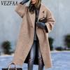 Moda Femenina Casual Estampado de Color Sólido Otoño Invierno Manga Larga Cuello POLO Chaquetas y Abrigos de Terciopelo Grueso