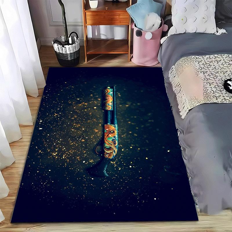 

Artistic Carpet with Unique Gun Design Suitable for use as an anti-slip game mat for living room and bedroom sofas 40x60cm( 15x23in )