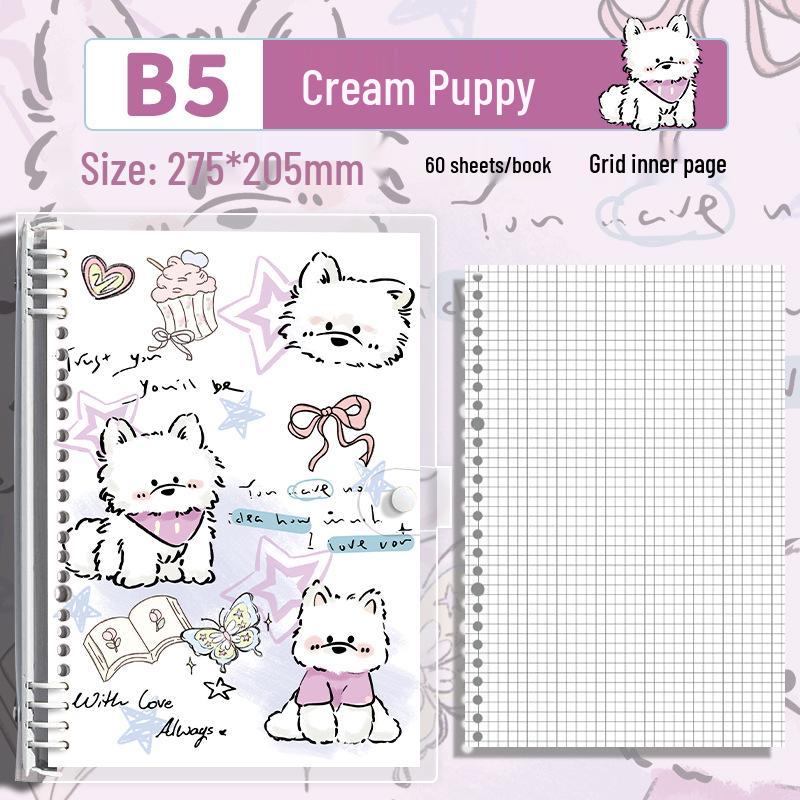 Cute Pet Transparent Soft PVC Binder B5 Notepad Diary with Iron Clip