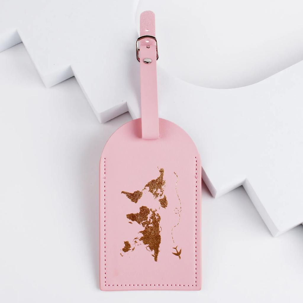 PU Leather Map Pattern Luggage Tags Men Women Baggage Name Tags Suitcase Address Label Holder Travel Tag Travel Accessories