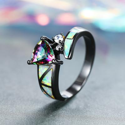 Europäischer und amerikanischer kreativer Design Bunter Dreieck Ring Ins Style Mode Zirkon Vorsteckring