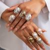 Pink Grey Silver Gold Plated Vintage Colorful Irregular Faux Baroque Big Rings for Women
