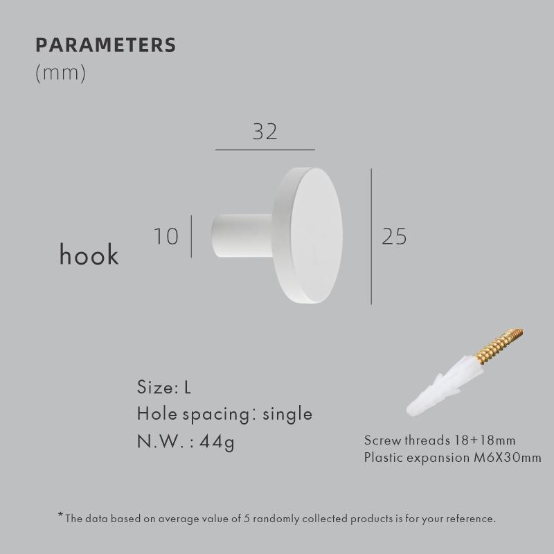 Dooroom Brass Matt White Round Cabinet Handles Wardrobe Drawer Knobs Kids' Room Indoor Kitchen Hallway Wall Clothes Hook