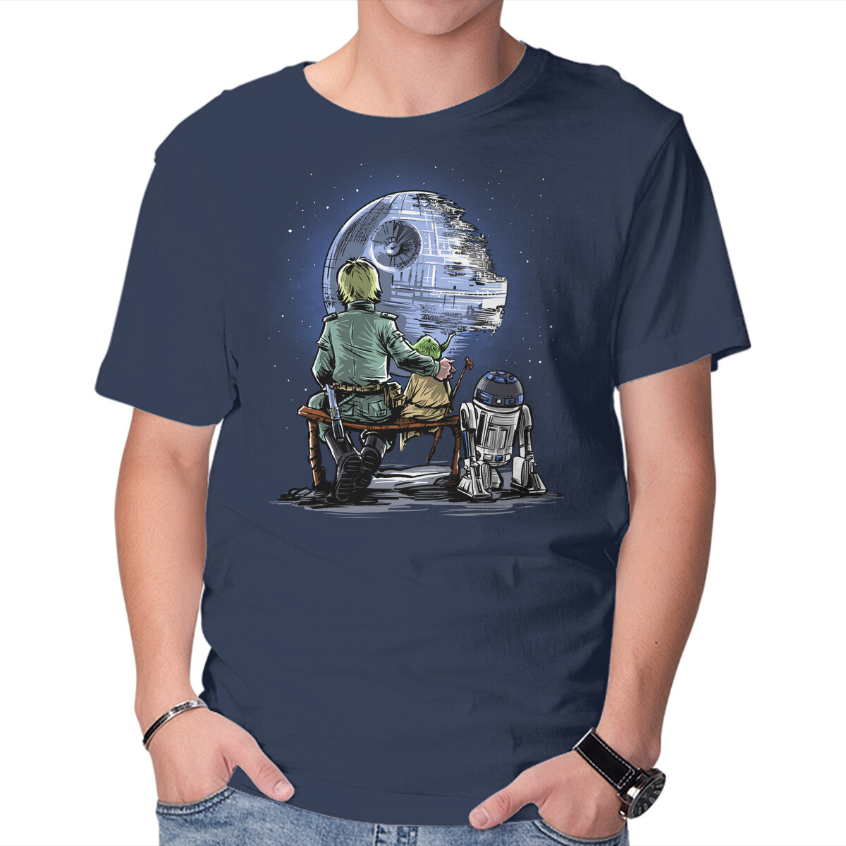 Unisex Crew Neck T-Shirt Master And Apprentice Gazing Graphic Short Sleeve Casual Tee S
