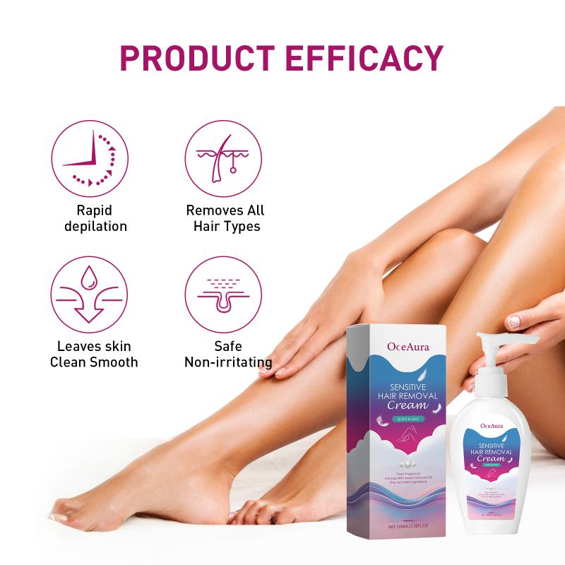 Sensitive Skin Hair Remover Cream Smooth Gentle Long Lasting Moisturizing Depilatory for Legs Body Arms Underarms