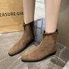 Winter Fashion Square Toe Thick Heel Women's Boots 2025 New Wear-Resistant Ladies Shoes Sexy Comfortable Simple Short-Tube Boots