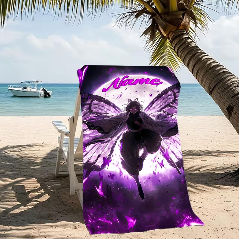 Customizable Personalized Beach Towels Demon Slayer Shinobu Kocho Themed designs.Suitable for the Beach, Yoga, Sports;ideal As Beach Accessories