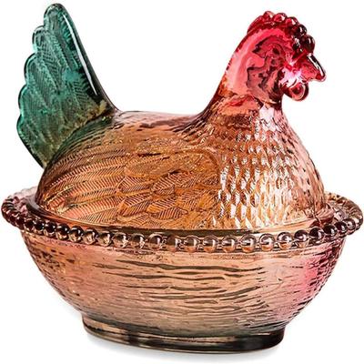 Hahn Kristall Vintage Glas Vorratsglas mit Deckel Sockel Hahn Glas Süßigkeitenschale Süßigkeitenschale Lebensmittelbehälter Zuhause Küche Büro Tischdeko