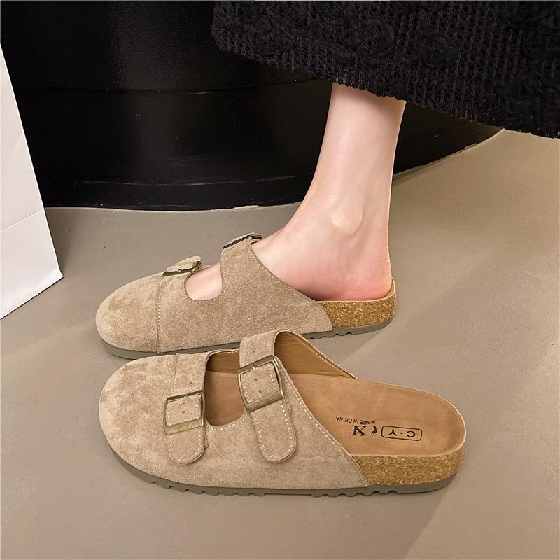 Women's spring thick-bottomed Boken baotou half slippers, wearing soft-bottomed lazy ugly cute cool slippers
