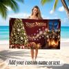 Christmas Theme Quick Dry Beach Towel Custom Name Text Print Large Sand Resistant Towel Beach Vacation
