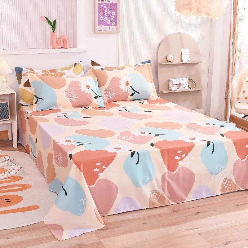Double Single Bed Sheets Skin-friendly Room Ding Comfortable Dust-proof Covers Dorm Students Flat Sheet Four Seasons