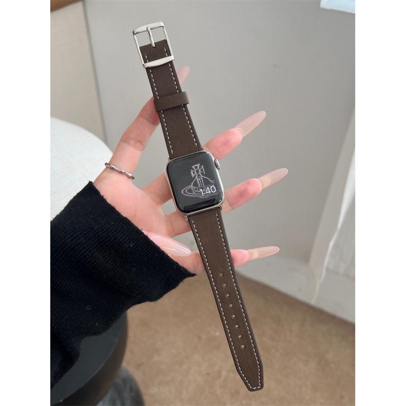 The Square Buckle Tree Pattern Leather Strap Is Suitable For Applewatch S 10Th Generation Apple Watch Strap Iwatch98765Th Generation Se