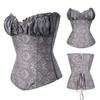 Sexy Gothic Style Overbust Corset Steampunk Design Zipper Side Waist Trainer Vintage Look Shapewear Court Wear