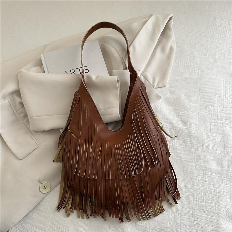 2025 Spring and Summer New Products, European and American Fashion Fringed Bags, Casual Versatile Tote Bags, Women's Large-capacity Underarm Shoulder 