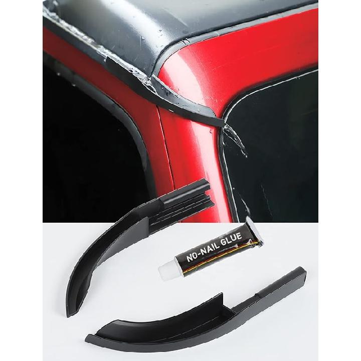 Savadicar Модернизированная версия Расширители водосточного желоба, Крыша Хардтоп ABS Водоотвод дождевой канавки, Дождеотражатель Совместим с 2018-2024 Jeep Wrangler