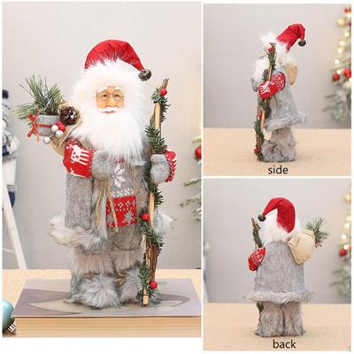 12.6 Inch Standing Santa Claus Doll Christmas Decoration for Tabletop and Mantel Display Lightweight